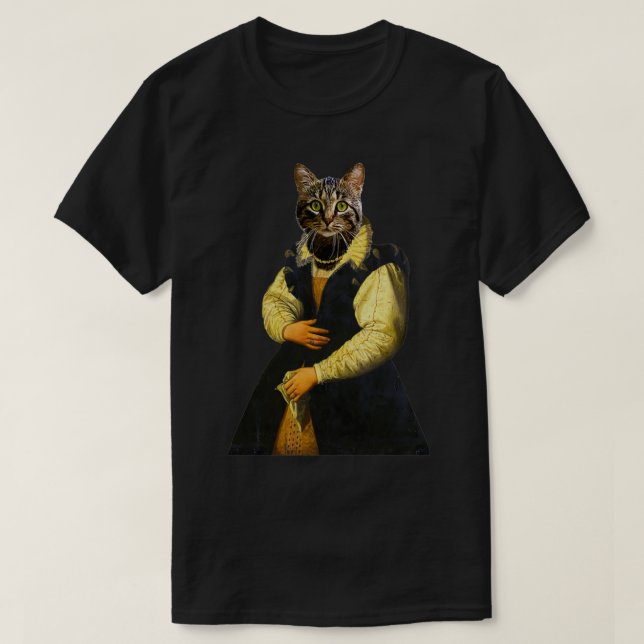Cute cat Distinguish Royal Dog Pets on renaissance T-Shirt (Design Front)