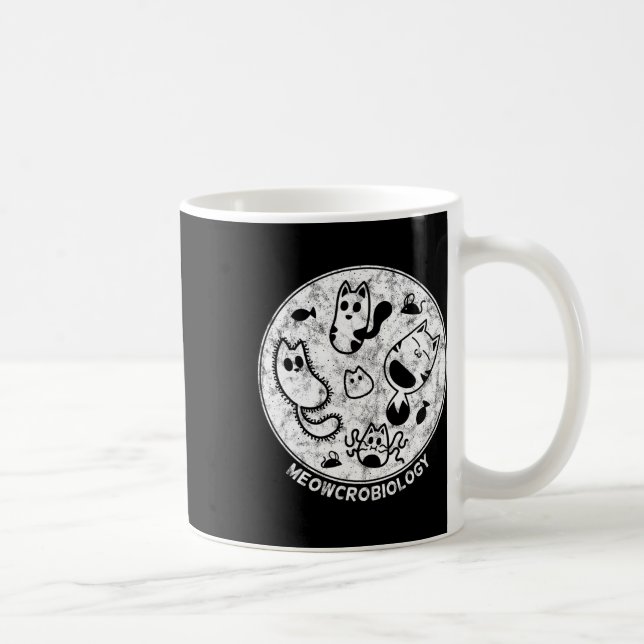 Cute Cat Distressed Bacteria Microbiology Science  Coffee Mug (Right)