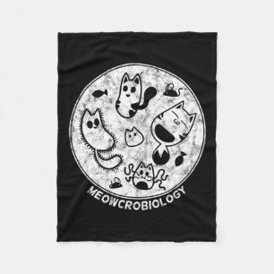 Cute Cat Distressed Bacteria Microbiology Science Fleece Blanket