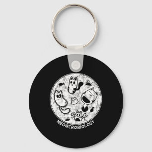 Cute Cat Distressed Bacteria Microbiology Science  Key Ring
