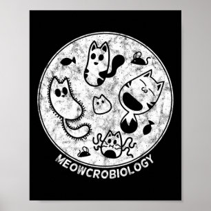 Cute Cat Distressed Bacteria Microbiology Science  Poster