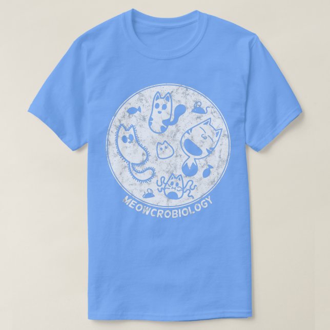 Cute Cat Distressed Bacteria Microbiology Science  T-Shirt (Design Front)