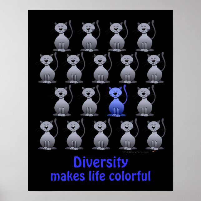 Cute Cat Diversity Poster for Kids Motivational (Front)