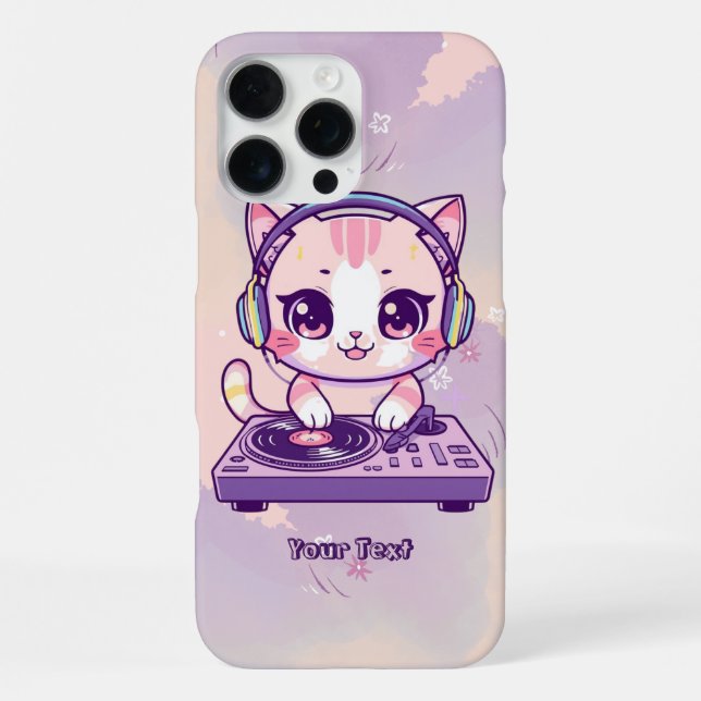 Cute Cat DJ Pastel Kawaii Style for Music Lovers iPhone Case (Back)