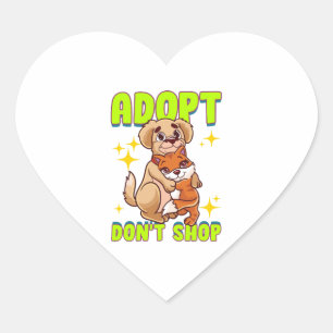 Cute Cat Dog Adopt Don t Shop Heart Sticker