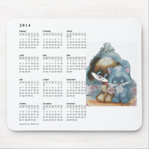 Cute cat & dog calendar mousepad