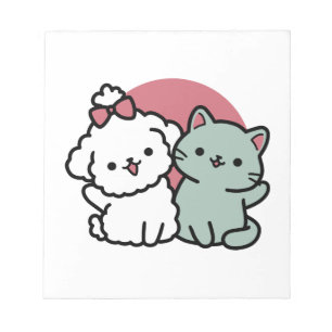 Cute Cat & Dog 'Fur-Real Friends Forever' Design Notepad