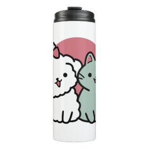 Cute Cat & Dog 'Fur-Real Friends Forever' Design Thermal Tumbler