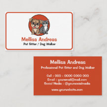 Cute Cat & Dog Pet Sitting Business Card