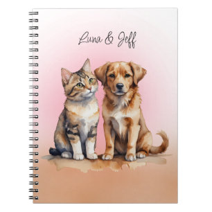 Cute Cat & Dog Watercolor Notebook