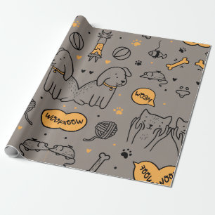 CUTE CAT&DOG WRAPPING PAPER