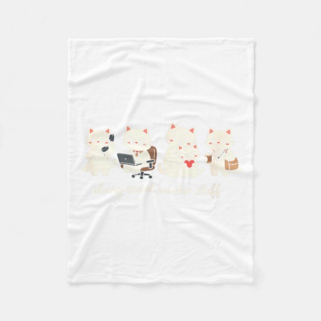 Cute Cat Doing Social Worker Stuff Mental Health Fleece Blanket (Front)