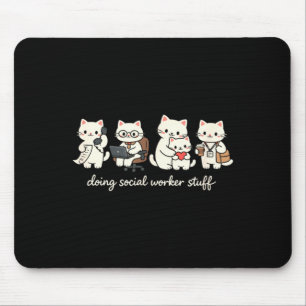 Cute Cat Doing Social Worker Stuff Mental Health Mouse Mat