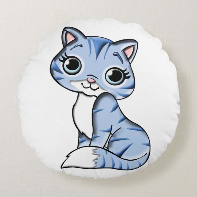 CUTE CAT DOLL ROUND PILLOW (Front)