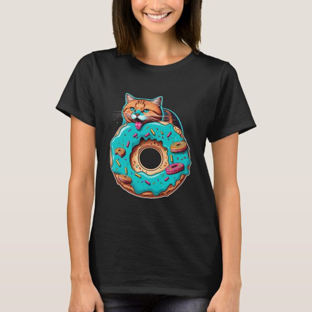 Cute Cat Donut Graphic Tees Men Women Boys Girls (Front)