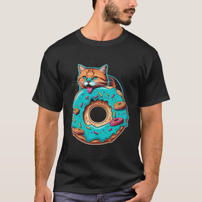 Cute Cat Donut Graphic Tees Men Women Boys Girls (Front)