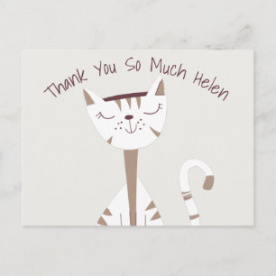 Cute Cat Drawing Name Thank You  Postcard
