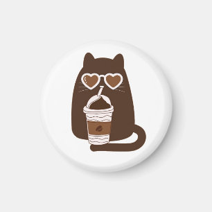 Cute Cat Drinking Iced Coffee Phone Grip Stand Magnet