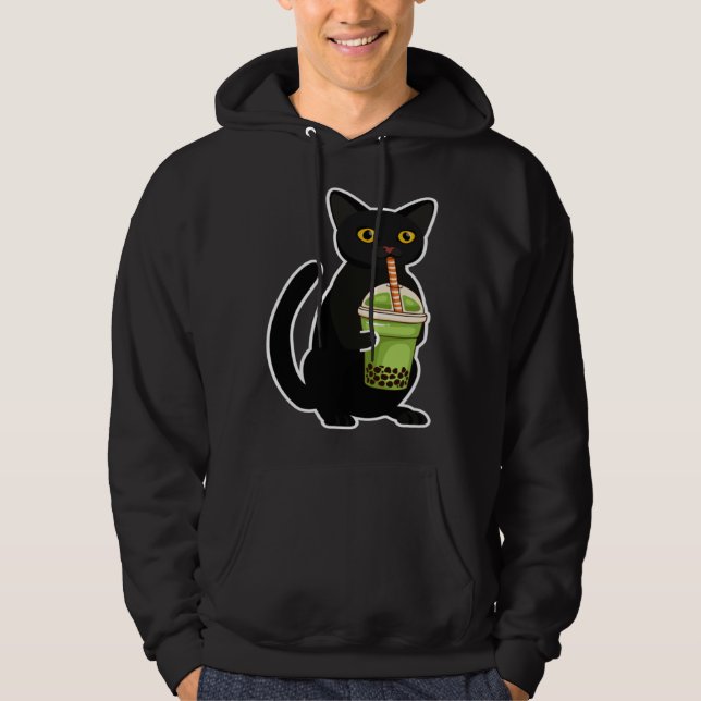 Cute Cat Drinking Tea  Tea  Costume Tea Hoodie (Front)