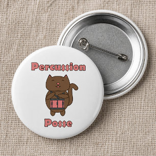 Cute Cat Drummer Percussion Posse Funny Cartoon 6 Cm Round Badge