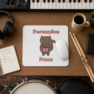 Cute Cat Drummer Percussion Posse Funny Musician Mouse Mat