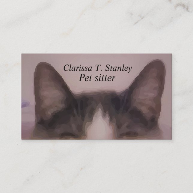 Cute Cat Ears Background Pet Sitter Business Card (Front)