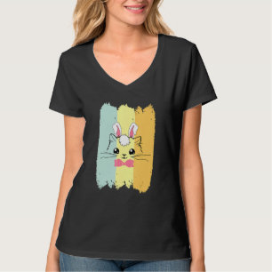 Cute Cat Easter Day Face Cat Bunny Eggs Mens Women T-Shirt