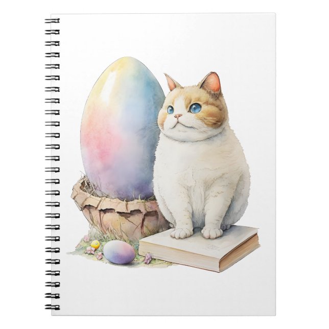 Cute Cat Easter Egg Happy Easter Day, Easter Cat Notebook (Front)
