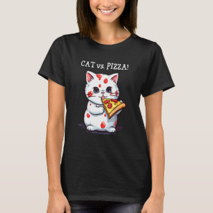 Cute Cat eating a pizza - Cat verses pizza T-Shirt