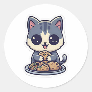 Cute Cat eating cookies Classic T-Shirt Round Sticker