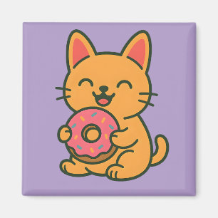 Cute Cat Eating Donut – Funny kitchen Magnet