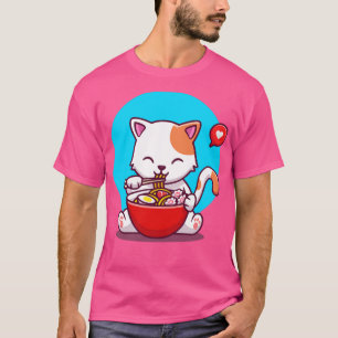 Cute Cat Eating Noodle With Chopstick T-Shirt