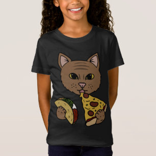 Cute Cat Eating Pizza and Tacos T-Shirt