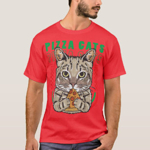 Cute Cat Eating Pizza Funny Cat Pizza Lovers T-Shirt