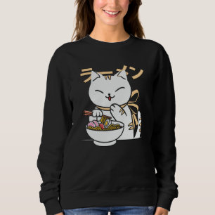 Cute Cat Eating Ramen   Gift for Cat & Ramen Lover Sweatshirt
