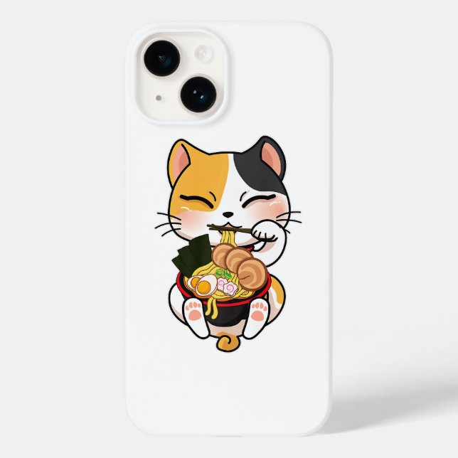Cute Cat Eating Ramen Japanese Food Cat Lover Case-Mate iPhone Case (Back)