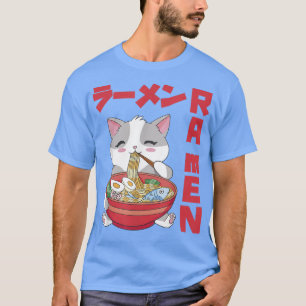 Cute Cat Eating Ramen Noodle Soup - Manga and Anim T-Shirt