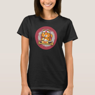 Cute Cat Eating Sushi Character With Chopsticks T-Shirt