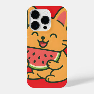 Cute Cat Eating Watermelon – Kawaii iPhone 14 Pro iPhone 14 Pro Case