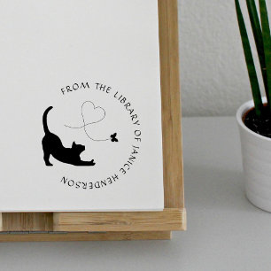 Cute Cat Elegant Simple Book From The Library Of Rubber Stamp