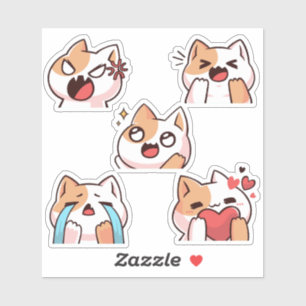 Cute Cat Emoji Reaction Faces Vinyl Sticker Set