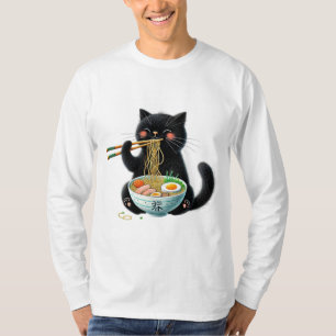 Cute cat enjoying a hot bowl of ramen T-Shirt