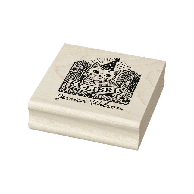 Cute Cat Exlibris  Rubber Stamp (Stamp)
