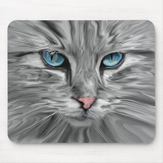 Cute Cat Eyes Face Water Colour Oil Painting Art Mouse Mat (Front)