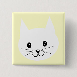 Cute Cat Face. 15 Cm Square Badge