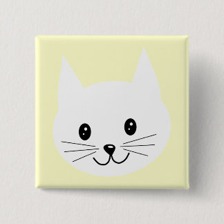 Cute Cat Face. 15 Cm Square Badge