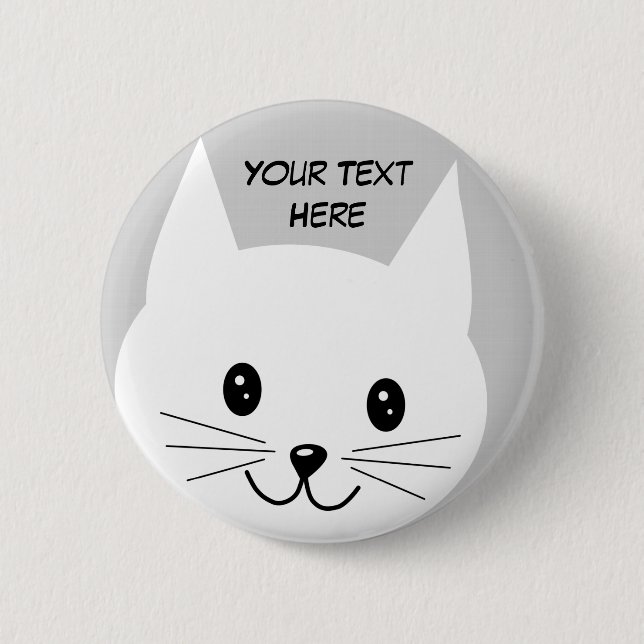 Cute Cat Face. 6 Cm Round Badge (Front)