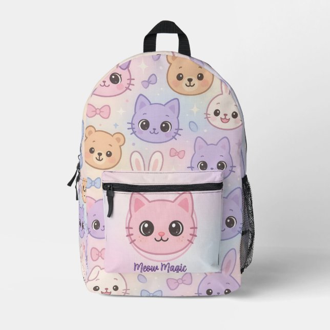 Cute Cat Face Backpack with Customisable MeowMagic (Front)