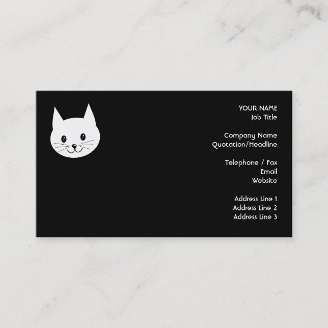 Cute Cat Face. Business Card (Front)