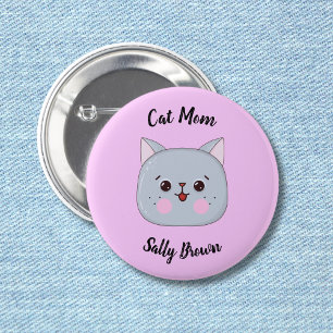 Cute Cat Face Cat Mom 6 Cm Round Badge